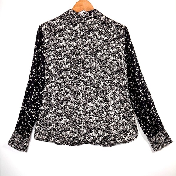 Anthropologie Blouse Medium Black Ivory Floral Embroidered Rayon Western Boho - Picture 3 of 13